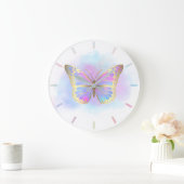 Grande Horloge Ronde papillon pastel (Maison)