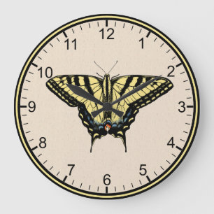 Grande Horloge Ronde Papillon Southwestern jaune Swallowtail