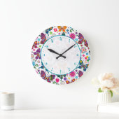 Grande Horloge Ronde Papillons colorés (Maison)