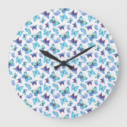 Grande Horloge Ronde Papillons colorés (Recto)