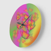 Grande Horloge Ronde Papillons & Fleurs (Angle)