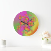 Grande Horloge Ronde Papillons & Fleurs (Maison)