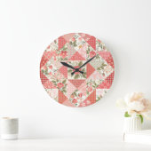 Grande Horloge Ronde Papillons rose Patchwork sans couture (Maison)