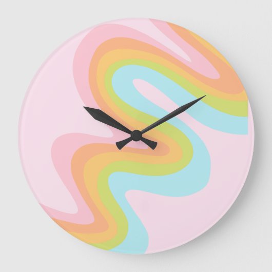 Grande Horloge Ronde Pâque arc-en-ciel pastel (Recto)