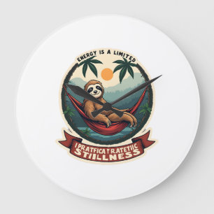 Grande Horloge Ronde Paresseux Dinosaure Vintage Retro Graphisme de Vél