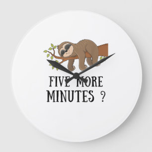 Grande Horloge Ronde Paresseux Drôle Cinq Minutes De Sommeil Lit Pyjama