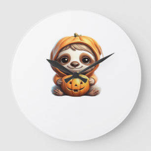 Grande Horloge Ronde Paresseux mignon avec vecteur de dessin animé Hall