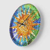Grande Horloge Ronde Park Guell Mosaics Wall Clock (Angle)