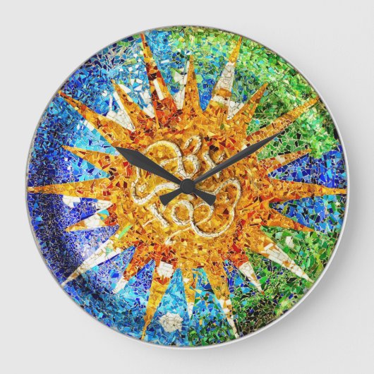 Grande Horloge Ronde Park Guell Mosaics Wall Clock (Recto)