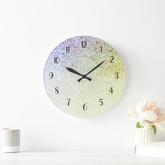 Grande Horloge Ronde Parties scintillant arc-en-ciel Ombre Glam (Maison)