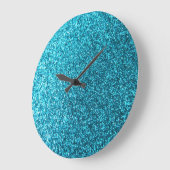 Grande Horloge Ronde Parties scintillant Bleue Faux (Angle)