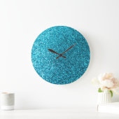 Grande Horloge Ronde Parties scintillant Bleue Faux (Maison)