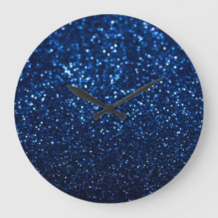 Grande Horloge Ronde Parties scintillant bleue Texture Festive Étincell