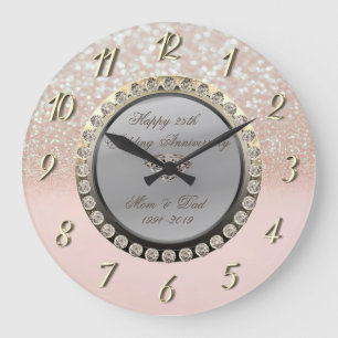 Grande Horloge Ronde Parties scintillant Bokeh Diamonds 25e anniversair