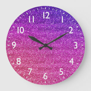 Grande Horloge Ronde Parties scintillant brillante violette et rose