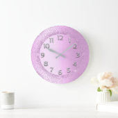 Grande Horloge Ronde Parties scintillant Cadre rose Or Numéros Bleu Bea (Maison)