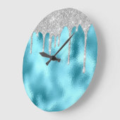 Grande Horloge Ronde Parties scintillant d'étincelle en métal gris Part (Angle)