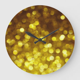 Grande Horloge Ronde Parties scintillant d'or : texture festive de Noël