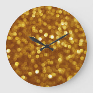 Grande Horloge Ronde Parties scintillant dorée déconcentrée, texture ét