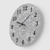 Grande Horloge Ronde Parties scintillant en argent - photo numérique no (Angle)