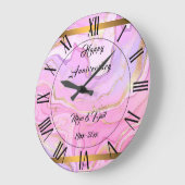 Grande Horloge Ronde Parties scintillant en marbre rose violet or (Angle)