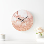 Grande Horloge Ronde Parties scintillant en or rose chic ombre parties (Maison)