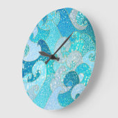 Grande Horloge Ronde Parties scintillant Faux de Sirène Bleue Mer - Tur (Angle)