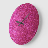 Grande Horloge Ronde Parties scintillant Faux Hot Rose (Angle)