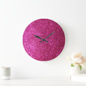 Grande Horloge Ronde Parties scintillant Faux Hot Rose (Maison)