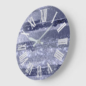 Grande Horloge Ronde Parties scintillant Fille BLEUE FUMÉE Chiffres Rom (Angle)
