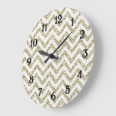 Grande Horloge Ronde Parties scintillant Gold Faux Chevron (Angle)