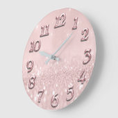 Grande Horloge Ronde Parties scintillant gris argenté minimal rose rose (Angle)