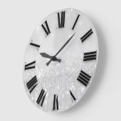 Grande Horloge Ronde Parties scintillant gris argenté Nombre romain min (Angle)