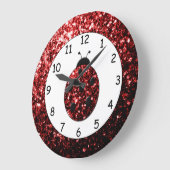 Grande Horloge Ronde Parties scintillant rouge coccinelle rouge (Angle)
