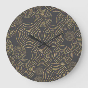 Grande Horloge Ronde Parties scintillant Shimmer Spiral, Cercles d'or.