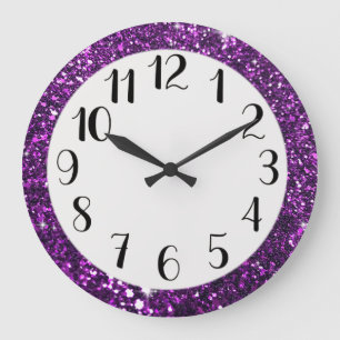 Grande Horloge Ronde Parties scintillant violette