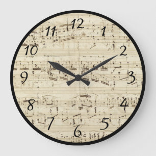 Grande Horloge Ronde Partition sur parchemin manuscrite en encre