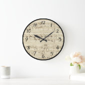 Grande Horloge Ronde Partition sur parchemin manuscrite en encre (Maison)