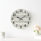 Grande Horloge Ronde Partition vintage, notes musicales (Maison)