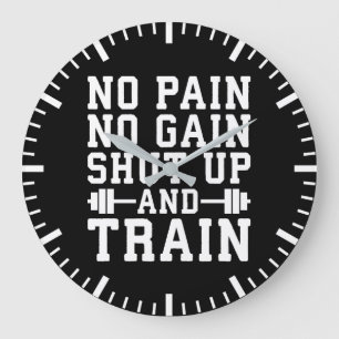 Grande Horloge Ronde Pas De Douleur Pas De Gain, Ferme-Tête Et Train -