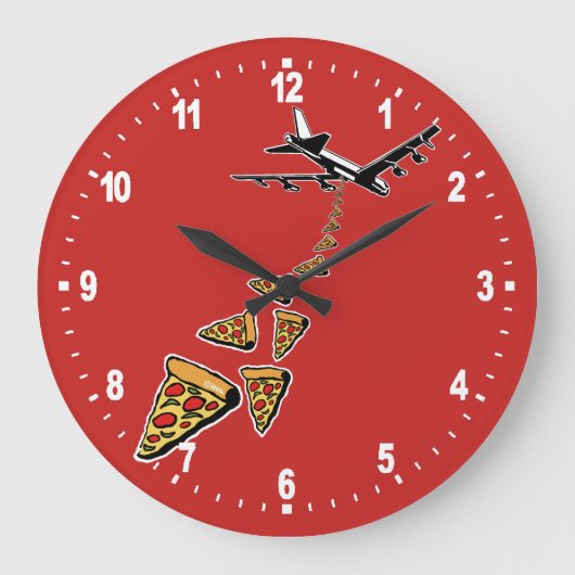 Grande Horloge Ronde Pas de guerre plus de pizza (Recto)