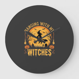 Grande Horloge Ronde Passer l'Halloween avec mes sorcières (2)