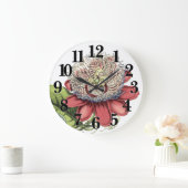 Grande Horloge Ronde Passionfleur Tropical Rouge (Maison)