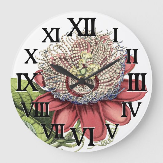 Grande Horloge Ronde Passionfleur Tropical Rouge (Recto)