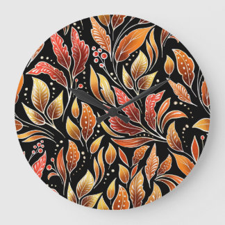 Grande Horloge Ronde Passionflower Exotique : Floral noir Vintage