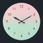 Grande Horloge Ronde Pastel Aesthétique Ombre Gradient Pink Mint Green<br><div class="desc">Ajoutez votre nom et personnalisez ce tapis de yoga. Belle aquarelle digitale rose pastel et vert menthe dégradée dégradé ombre design. Simple,  calme,  relaxant et glamour,  boho,  chic tapis de yoga moderne. Un cadeau radieux. Cadeaux Gradient personnalisés. Belle décoration d'esthétique coréenne rose pastel et vert menthe cadeaux de maison.</div>