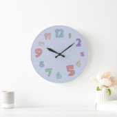 Grande Horloge Ronde Pastel Bleu Amusant (Maison)