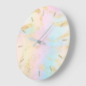 Grande Horloge Ronde pastel colors faux glitter effect (Angle)