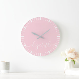 Grande Horloge Ronde pastel rose witwhite script signature - minimale