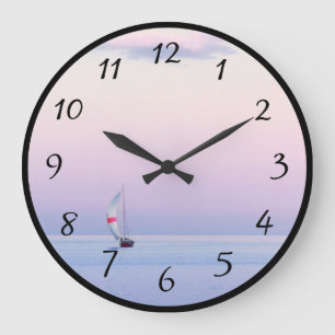 Grande Horloge Ronde Pastel seascape with a sailboat